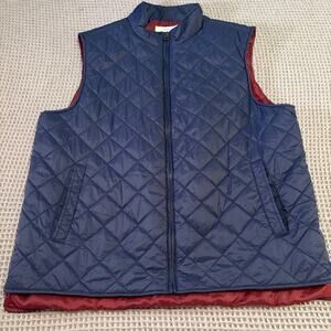 Weatherproof Vintage Diamond Quilted Blue Red Single Zip Vest Mens 2XL